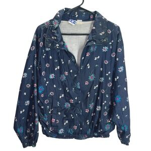 Vintage Y2K Floral Windbreaker Jacket M Pro Spirit Korea Retro‎ Streetwear